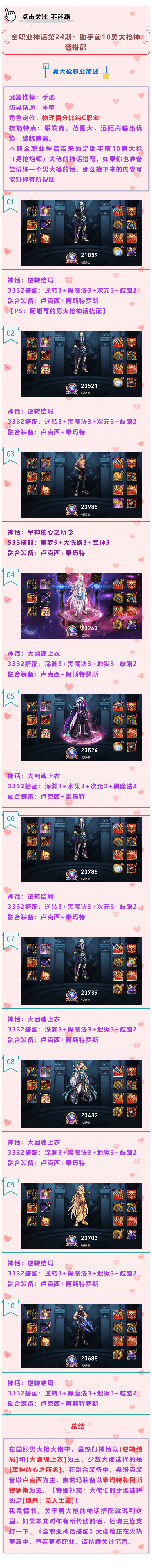 DNF全职业神话第24期：助手前10男大枪神话搭配，干货分享